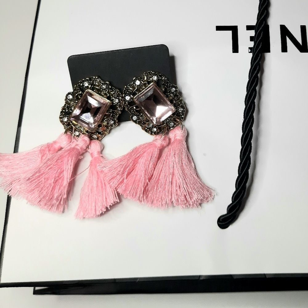 New! Pink Tassle Earring
